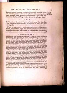 Wet II, uit Deel I van De Wiskundige Beginselen van de Natuurfilosofie door Sir Isaac Newton (1642-1727) 1777 door English School